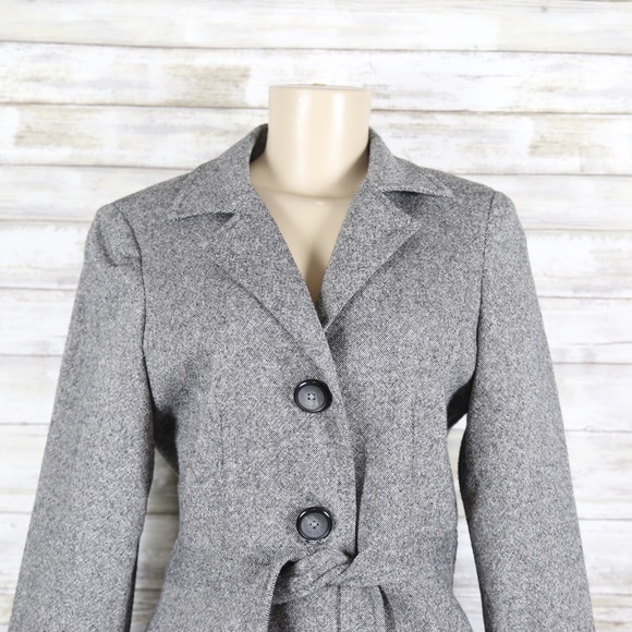 Celine K Wool Blend Gray Blazer Bow Front sz 6 - Picture 2 of 8
